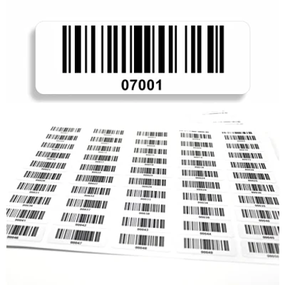 Image de 07001 08000 Lot de 1000 étiquettes à codes barres en continu 5 chiffres Code barre 50 x 17 mm