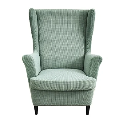 Image de CHNSHOME Housse de Fauteuil à Oreilles 2 pièces Extensible 1 Place avec accoudoirs élastique Chaise Vert cyprès