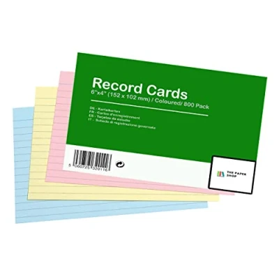 Image de [Lot de 800] Fiche Bristol A6 Colorées lignées Revision 6 x 4 Cartes flash 152 mm 102 vierges d&#039;index