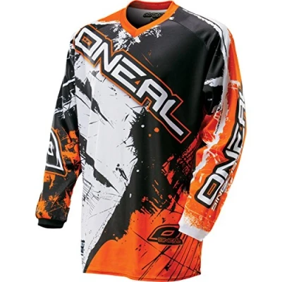 Image de O&#039;NEAL Maillot de Motocross MX Enduro Protège coude rembourré, col en V, Respirant Element Jersey Shocker Adulte Noir Blanc Taille L