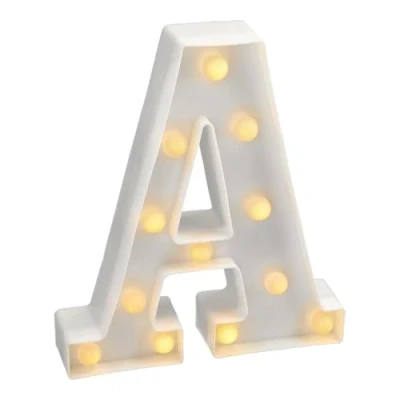 Image de JANDEI Lettres LED avec Lumières, Lettre A Lumière Chaude pour Décoration et Ambiance, Éclairage de Nuit Chevet, Anniversaires, Mariages, Vitrines. Fonctionnant sur batterie