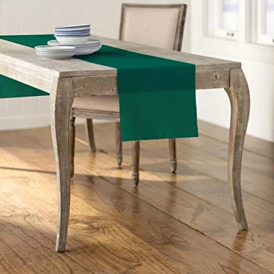 Image de La Lin Popeline de Polyester Chemin Table, Polyester, Bleu Sarcelle, 35.56 x 274.3 0.04 cm