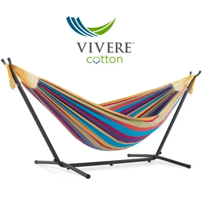 Image de DOUBLE COTTON HAMMOCK WITH STAND (250 CM) TROPICAL