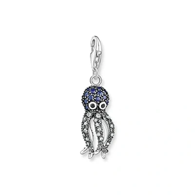 Image de THOMAS SABO Charm pieuvre avec oxyde de zirconium en Argent sterling, bleu argenté, dimensions : 8,8 mm, 31,5 1890 644 1, 31,5mm, Zircone cubique