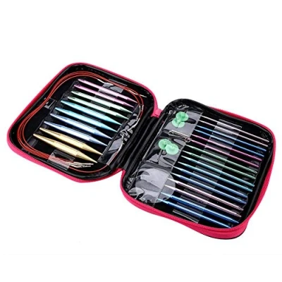 Image de Interchangeable Circular, Needles Set Colorful Aluminium Circular Knitting Ring for DIY Craft