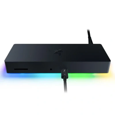 Image de Razer Station d&#039;Accueil Thunderbolt 4 avec Chroma Hub Premium éclairage RGB pour Windows et Mac (10 ports en un, sortie sur deux écrans 4K ou un écran 8K) Noir