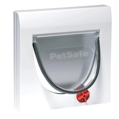 Image de PetSafe Chatière Classique Staywell 4 options de fermeture Manuel magnétique, pour bois, verre, PVC, murs briques, assemblage facile, résistant aux intempéries, sans tunnel, blanc