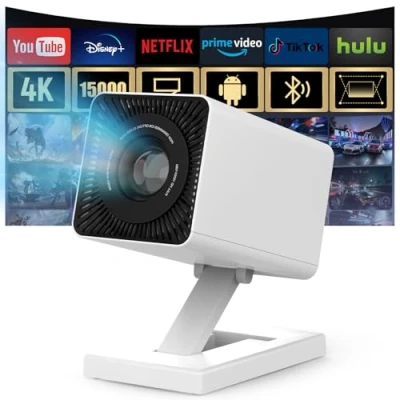 Image de Mini Projecteur 2025 Upgraded, Videoprojecteur 4K Portable, 150 ANSI, WiFi 6, BT 5.0, Video Correction Automatique du Trapéze, 180 Degrés, 120 Pouces Convient pour téléphone/PC/HDMI USB