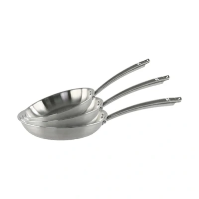 Image de KAMBERG Coffret 3 Poêles Ø20 24 28 cm en Acier Inoxydable 18/10 Triply Sans PFAS Tous feux dont induction et four 0008282