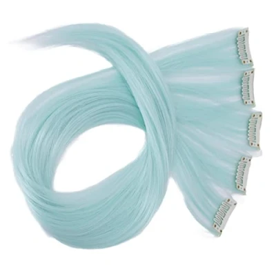 Image de CAISHA 60 cm Coloré Mèche Mèches Extension à Clip De Cheveux Raides Longs Postiche Turquoise BST116