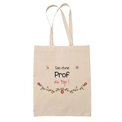 Image de Planetee Tote Bag Prof au Top Idée Cadeau Collègue Travail Retraite Sac Cabas Réutilisable