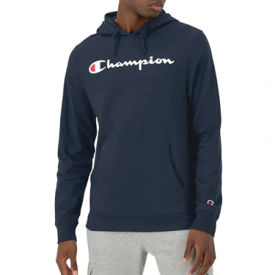 Image de Champion Sweat à Capuche Poids Moyen Sweatshirt, Script Bleu Marine, S Homme