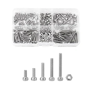 Image de M2.5 Vis Ecrou et Vis,Akozon 210 pcs Coffret de à Tête Cylindrique Six Pans Creux Assortiment en Acier Inoxydable 304 avec Ecrous x 6/8/12/16/20mm