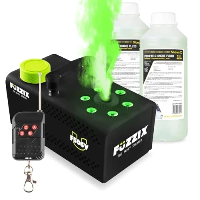 Image de Fuzzix F506V Machine à Fumée Verticale 500 Watts Multicolore RGB avec 2L de Liquide Télécommande, Puissante &amp; Compacte, Niveau Réservoir, Idéal pour les Soirées la Maison