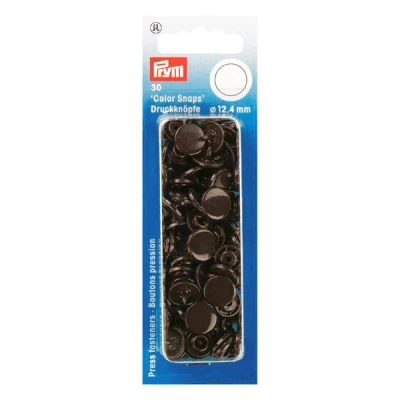 Image de Prym 393106 Boutons Pression sans Couture « Color Snaps », Rond, 12,4mm, Marron foncé, Plastic, Brown, 12,4 mm