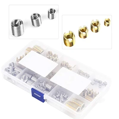 Image de 116pcs Filets Rapportés Helicoil et Insert de Filetage Autotaraudeur en Acier avec Boîte Rangement, Outils Réparation pour 2D M3 / M4 M5 M6 M8 M10 M12