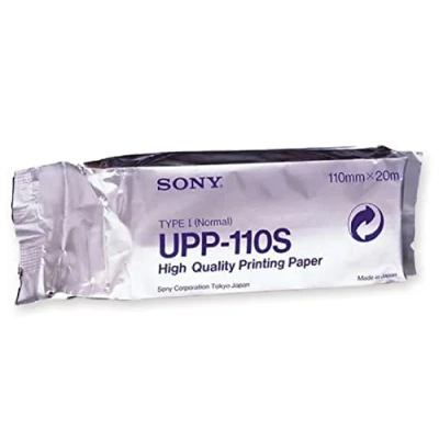 Image de Papier à ultrasons Sony UPP 110S, support d&#039;impression monochrome N/B de haute qualité (type I), pour les applications d&#039;échographie, dentaire et microscopie, format A6, taille 110mmx20m, 10 pcs