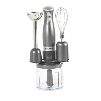 Image de Salter Mixeur à Main 3 en 1 Cosmos, Attachements Fouet, et Hachoir Lames Acier Inoxydable, Plongeur Multifonction, Parfait pour Tous Usage, Contient Bol 500 ml, 2 Vitesses, 350W,