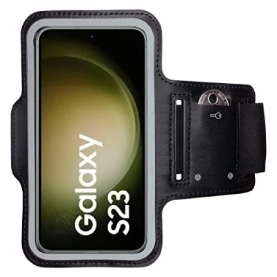 Image de CoverKingz Brassard de sport pour Samsung Galaxy S23 Étui avec compartiment clés Support bras course Noir