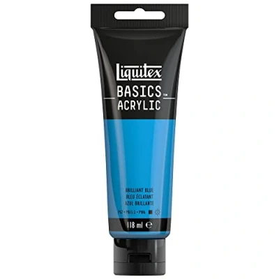 Image de Liquitex 8870065 Basics peinture acrylique, artistique monopigmentée, résistante à la lumière, qualité archive, finition satinée, tube de 118 ml Bleu Eclatant