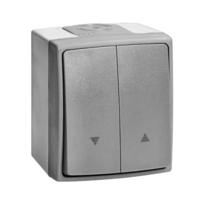 Image de Miratic Interrupteur Volet Roulant pour Electrique Classe d&#039;Etanchéité Elevée IP55 Montage en Saillie Gris Deux Boutons Haut et Bas avec Protection de Pression Simultanée