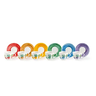 Image de Excelsa Cactus Set de 6 tasses à café avec soucoupe, porcelaine, multicolore