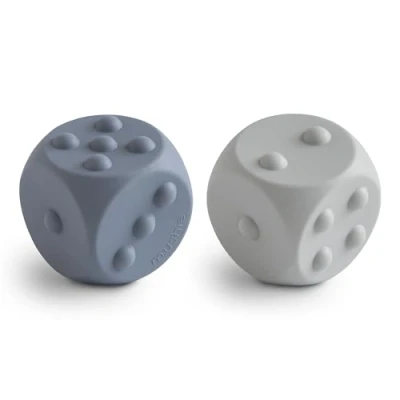 Image de Jouet à Presser en Forme de dé Mushie sensoriel Push &amp; Pop Développement la motricité Fine Apprentissage l’arithmétique Simple 100% Silicone (Tradewinds/Stone)