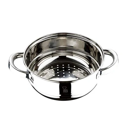 Image de RB Renberg Steam Chef Pot de vapeur en acier inoxydable 18 cm Finition vive Poignée creux argent adapté à l&#039;induction et toutes sortes d&#039;incendies