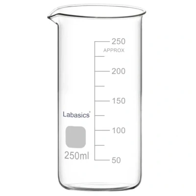 Image de Labasics Bécher Haut en Verre, Gradué Verre Borosilicate avec Bec Verseur, Forme Griffin, 1 Pièce, 250 ml