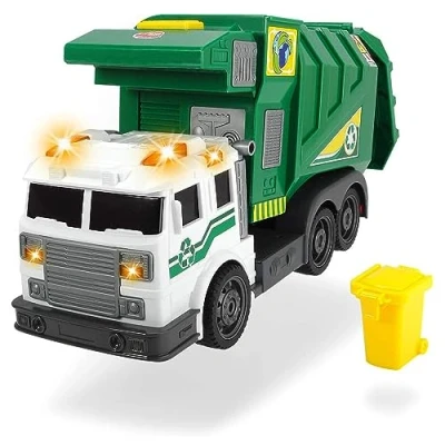 Image de Dickie 203308378 Toys City Cleaner Véhicule Routier, Nettoyage de la Route, Voiture à ordures, Ascenseur Piles, hayon ouvrant, Fonction basculante, avec 39 cm, Vert, partir 3 Ans