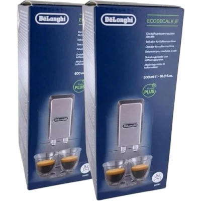 Image de DL pro Lot de 2 détartrants 500 ml pour machine à café DeLonghi 5513296041 SER3018 DLSC500 EcoDecalk avec brosse nettoyage automatique