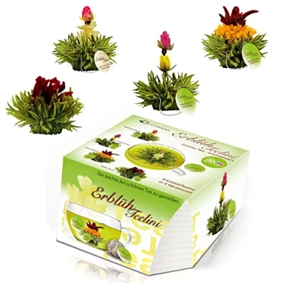 Image de Creano Variation de fleurs thé dans le format tasse exclusif 8 en 4 variétés différentes (thé vert)