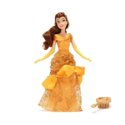 Image de Disney Store Official Poupée Classique Belle, la Belle et Bête, 29 cm/11&quot;, Princesse entièrement articulée avec Robe Jaune Mini Brosse à Cheveux, partir de 3 Ans
