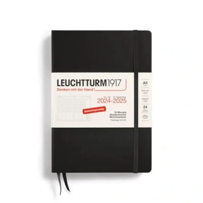 Image de LEUCHTTURM1917 370632 Planificateur Universitaire Medium (A5) 2025, 18 Mois (07.2024 12.2025), Noir, Allemand
