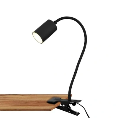 Image de BRILONER lampe de bureau avec interrupteur à fil, couleur lumière blanc chaud, orientable, fiche, lecture, pince, hauteur 40cm, noir