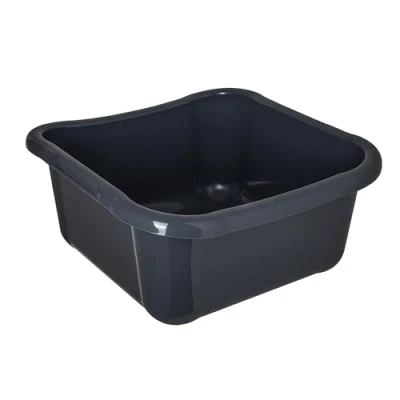 Image de KADAX Bassine à linge rectangulaire, robuste, avec poignées confortables, bac de nettoyage compact, gris foncé, 8 l