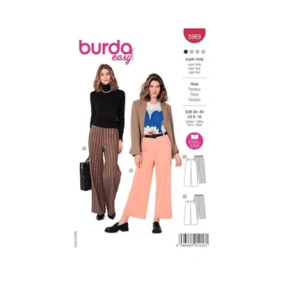 Image de burda style Patron de couture 5969 Pantalon à coudre soi même [Femme Taille 34 44] Niveau 1 pour débutant Multicolore