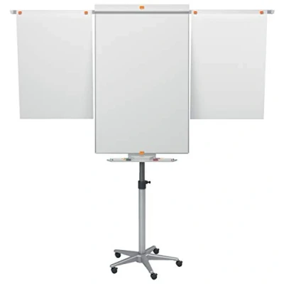 Image de Nobo Impression Pro Tableau Blanc sur Roulettes style Chevalet avec Bras Extensibles, Magnétique &amp; Effaçable à Sec, Porte Marqueur Crochets pour Feuilles Inclus, Blanc, 1901920