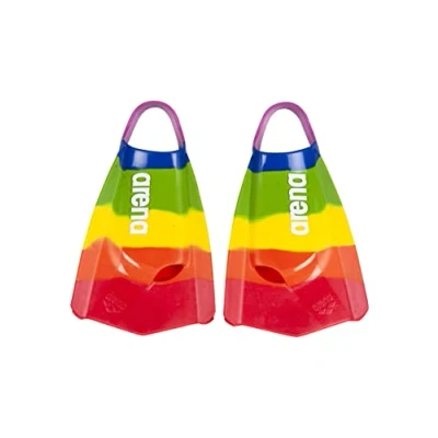 Image de Arena Palmes d&#039;entraînement à la Natation Powerfin Pro II Unisexes pour Adulte en Silicone Lame Courte Gauche/Droite Pride, Taille 45 46