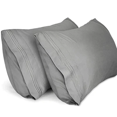 Image de Lirex 2 Pack Taies d&#039;oreiller, d&#039;oreiller en Microfibre Brossée Douce de Haute Qualité, Lavable Machine, Infroissable, Respirant (Gris, 50 cm x 70 cm)