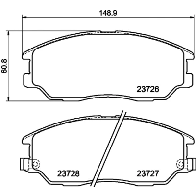 Image de HELLA 8DB 355 010 861 Jeu de plaquettes frein avec indicateur d&#039;usure SSANGYONG: Stavic SUV, RODIUS I, 2, HYUNDAI: Terracan