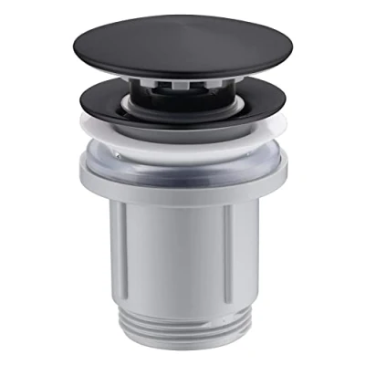 Image de Mice VCC019 Vanne de vidange universelle avec ou sans trop plein, compatible lavabos et bidons lavabo, installation facile, Pop Up Noir mat