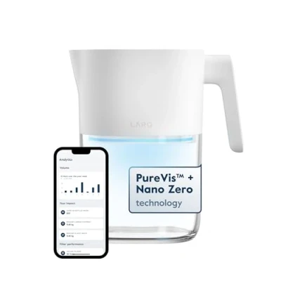 Image de LARQ Pitcher PureVis 1.9L Pichet équipée d&#039;un Filtre à eau UV autonettoyant pour du robinet et potable base de carbone végétal sans BPA 2 Ans Garantie