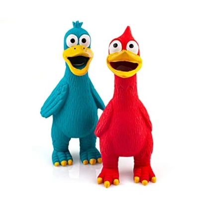 Image de Chiwava 2 Paquet Squawking Latex Chien Jouet Poulet Canard Squeeze Squeak Jeu Interactif pour Chiens Moyens Grands Couleurs Assorties