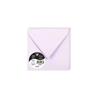 Image de Clairefontaine 5868C Paquet de 20 Enveloppes Gommées Format Carré 14x14cm 120g/m² Coloris Lilas Invitation Evènements et Correspondance Gamme Pollen Papier Premium Lisse