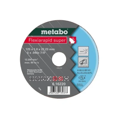 Image de Disque à tronçonner METABO Acier inoxydable 12,5 cm 2,22 1 mm 12200 tr min