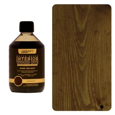 Image de Littlefair&#039;s Teinte Bois 500ml Teinture Écologique À Base D&#039;Eau et Sûre Lasure Intérieur à Séchage Rapide Peinture pour Nettoyage Facile Couleur:Noyer foncé