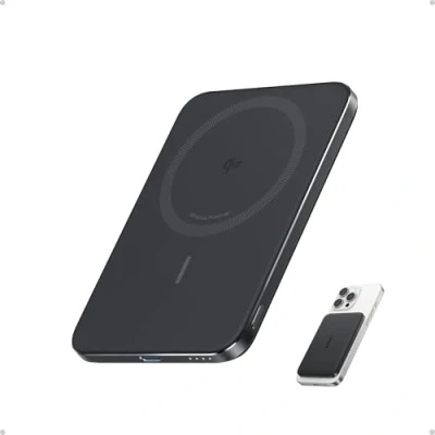 Image de Anker Nano Batterie Externe certifiée Qi2 15W magnétique Ultra Fine 5000 mAh, Rapide, Ergonomique et Compatible MagSafe, Uniquement pour iPhone 16 Pro Max/15/14/13/12