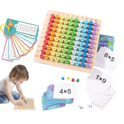 Image de Jeux les Tables de Multiplication, Jeu Montessori Mathématique Tableau, Plateau Table Jouets Multiplication pour Enfants 6 à 12 Ans.