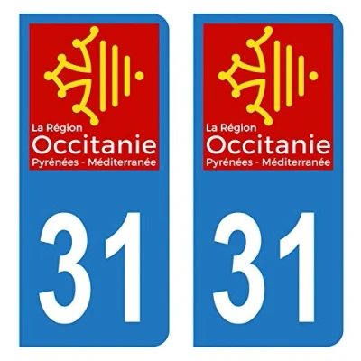 Image de HADEXIA Autocollant Stickers Plaque immatriculation Voiture Auto département 31 Haute Garonne Logo Région Occitanie
